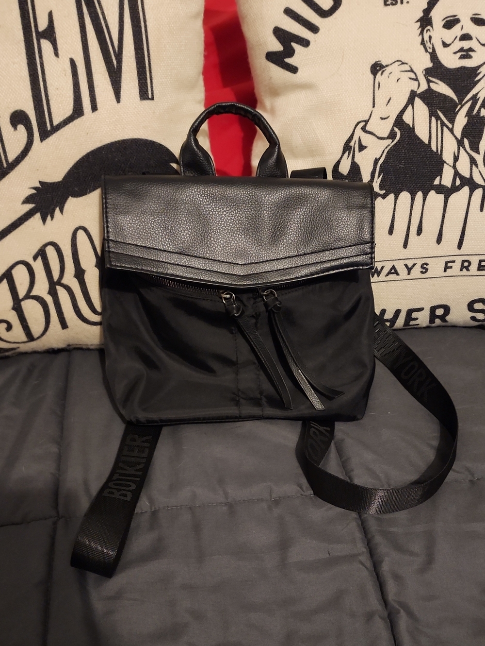 Botkier New York Black Tessuto And Leather Sling Backpack
